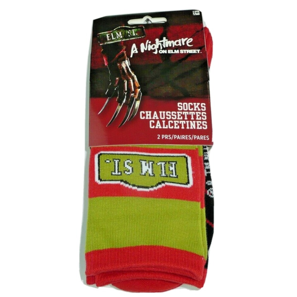 Nightmare On ELM Street Socks 2 Pair Freddy Kreuger Halloween Horror Never Sleep